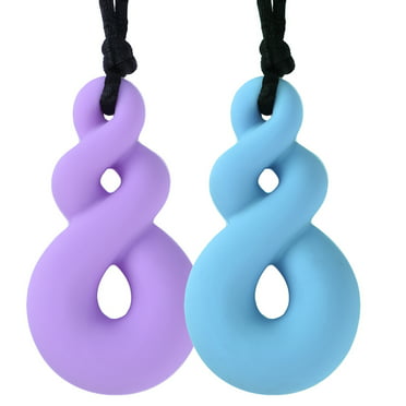 Great for Severe Chewers Autism Kids and Adults Silicone Puzzle Autism Girls Baby Teething 2 Pack for Boys Sensory Chew Necklace Premium Strength ADHD Awareness Chewlery Yellow Blue 